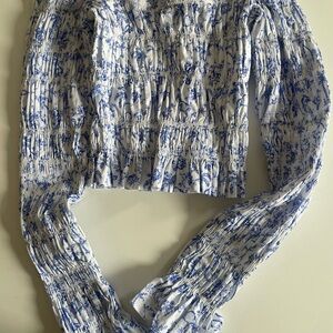 Caroline Constas - Blue and White Tolie Top - NWT